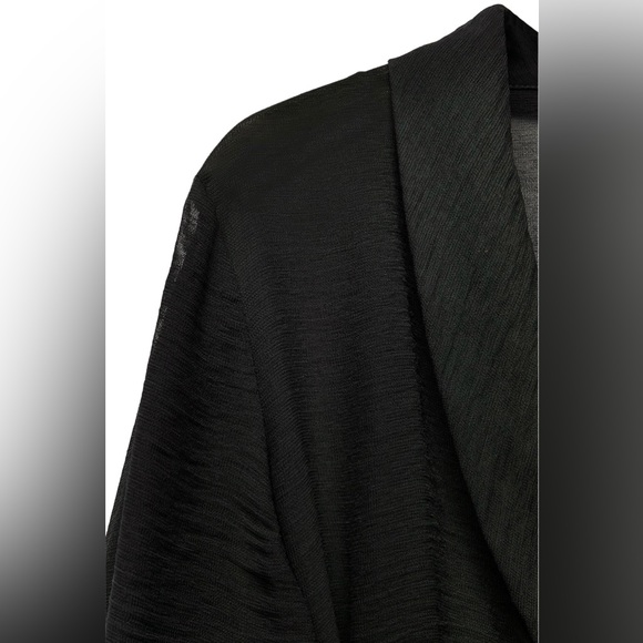 Zara NWT Small Structured Blouse Lantern Cuffed Sleeves Black Waist Tie - Picture 2 of 13